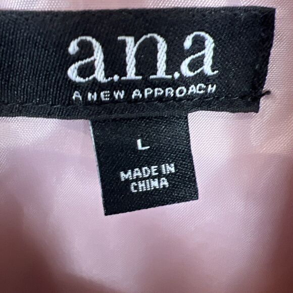 A.N.A. Womens Pink Faux Sheep Fur Hooded Jacket Vest Pockets Cozycore Large Coat - Picture 11 of 16